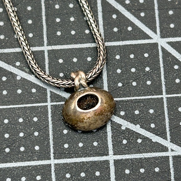 Pandora 925 ALE Sterling Silver Necklace Brown Gemstone Oval Pendant 17.5 inch - Picture 4 of 8